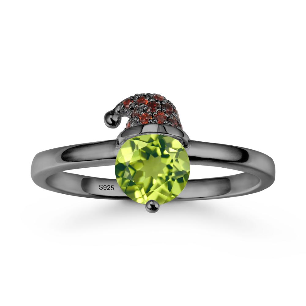 Christmas Santa Claus Hat Peridot Ring - LUO Jewelry #metal_black finish sterling silver