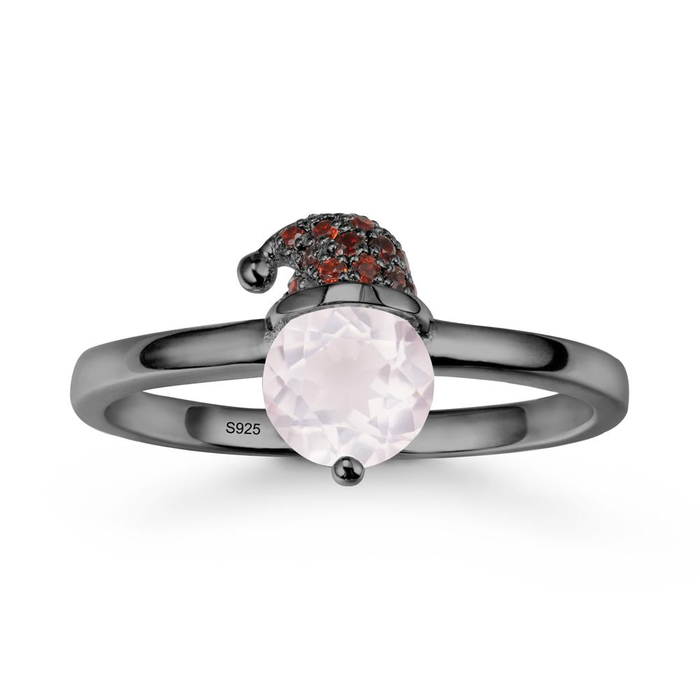 Round Rose Quartz Creative Ring In 14K Rose Gold - LUO Jewelry #metal_black finish sterling silver