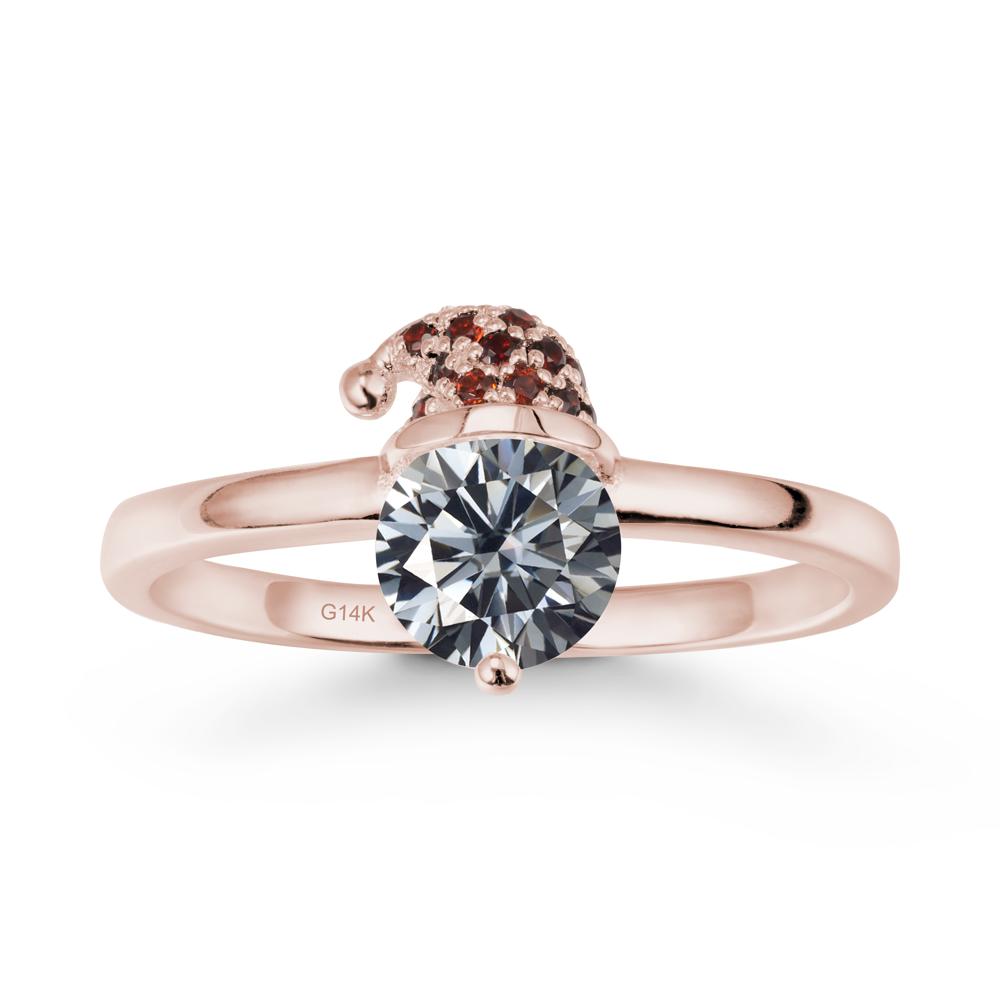 Christmas Santa Claus Hat Grey Moissanite Ring - LUO Jewelry #metal_14k rose gold