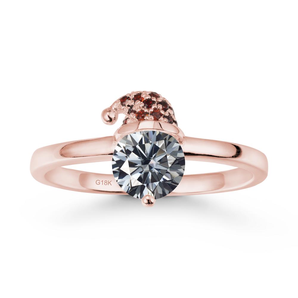 Christmas Santa Claus Hat Grey Moissanite Ring - LUO Jewelry #metal_18k rose gold