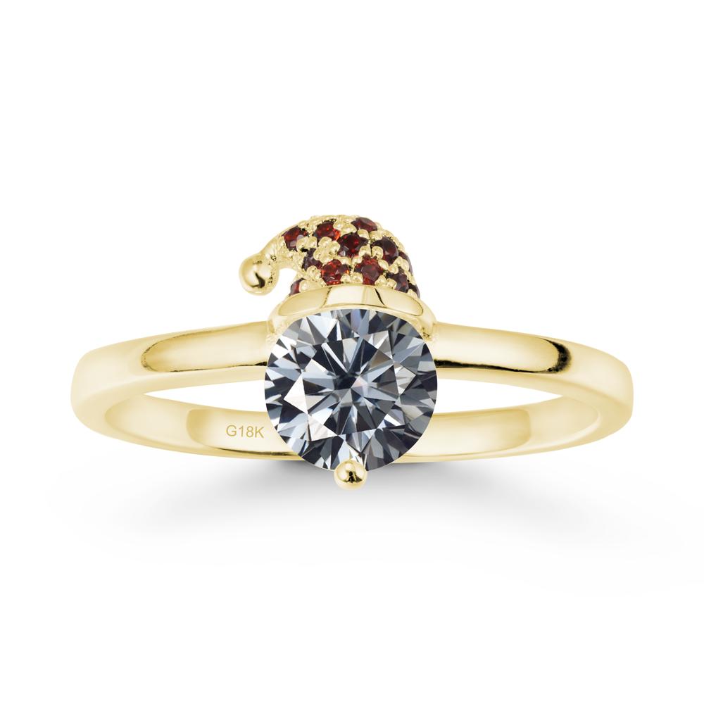 Christmas Santa Claus Hat Grey Moissanite Ring - LUO Jewelry #metal_18k yellow gold