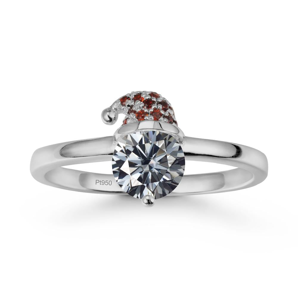 Christmas Santa Claus Hat Grey Moissanite Ring - LUO Jewelry #metal_platinum