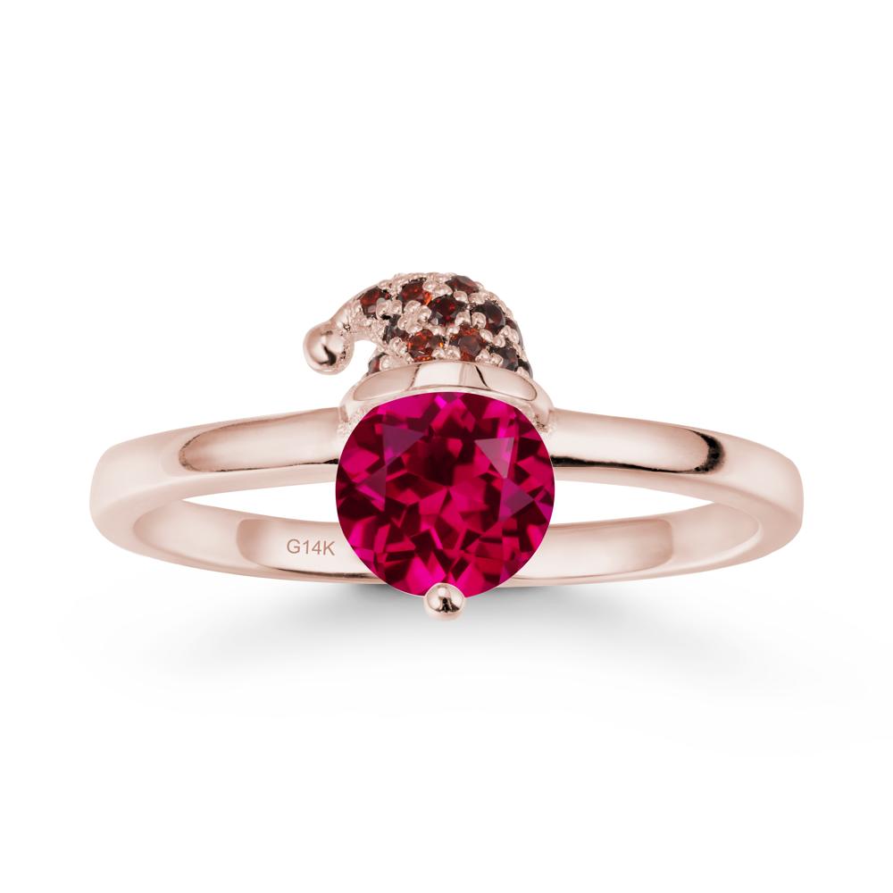 Round Ruby Creative Ring In 14K Rose Gold - LUO Jewelry #metal_14k rose gold
