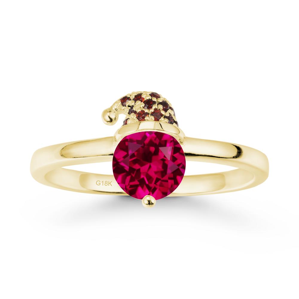 Round Ruby Creative Ring In 14K Rose Gold - LUO Jewelry #metal_18k yellow gold