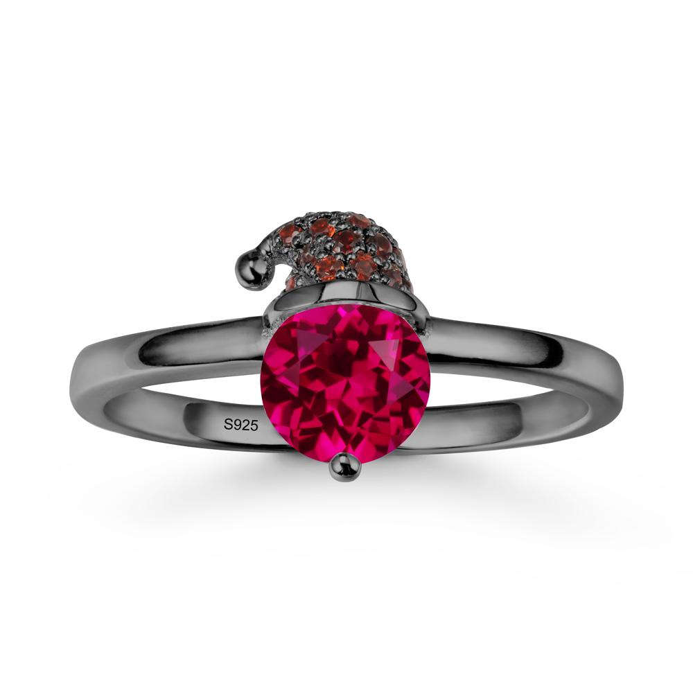 Round Ruby Creative Ring In 14K Rose Gold - LUO Jewelry #metal_black finish sterling silver