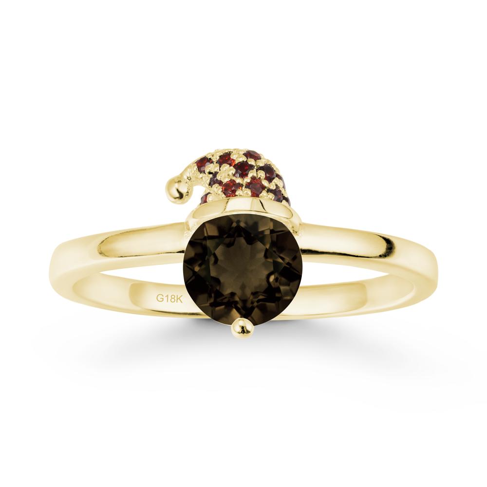 Christmas Santa Claus Hat Smoky Quartz Ring - LUO Jewelry #metal_18k yellow gold