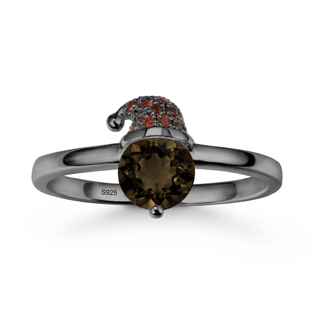 Christmas Santa Claus Hat Smoky Quartz Ring - LUO Jewelry #metal_black finish sterling silver