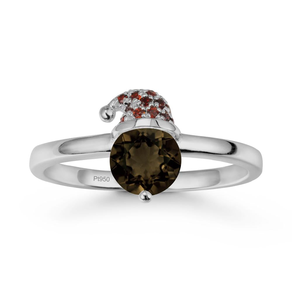 Christmas Santa Claus Hat Smoky Quartz Ring - LUO Jewelry #metal_platinum