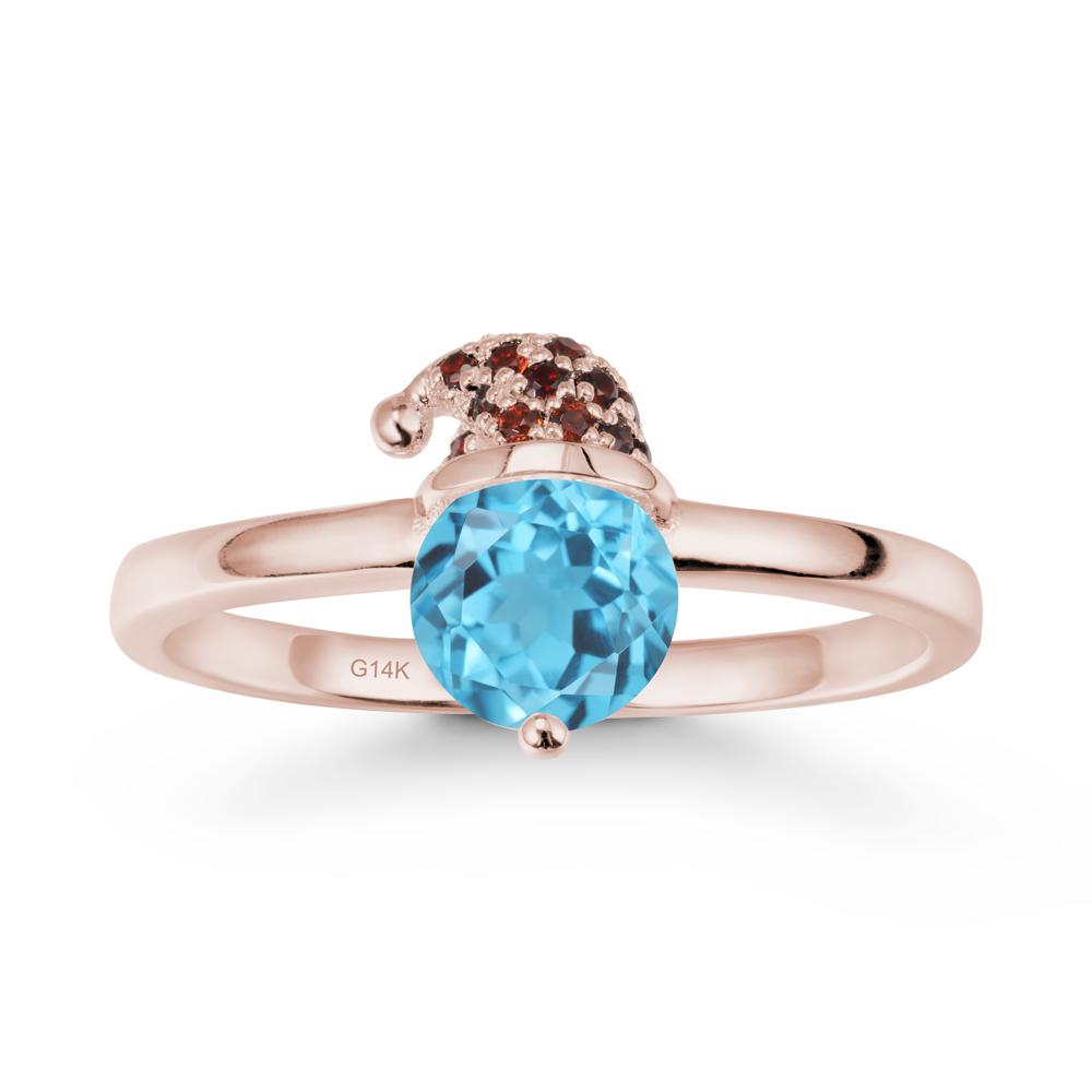 Round Swiss Blue Topaz Creative Ring In 14K Rose Gold - LUO Jewelry #metal_14k rose gold