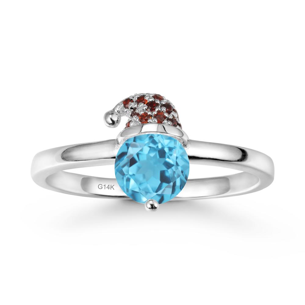 Round Swiss Blue Topaz Creative Ring In 14K Rose Gold - LUO Jewelry #metal_14k white gold