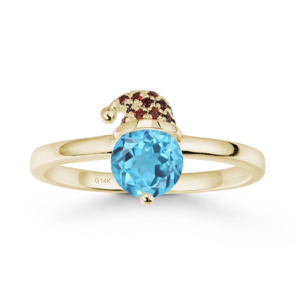 Round Swiss Blue Topaz Creative Ring In 14K Rose Gold - LUO Jewelry #metal_14k yellow gold
