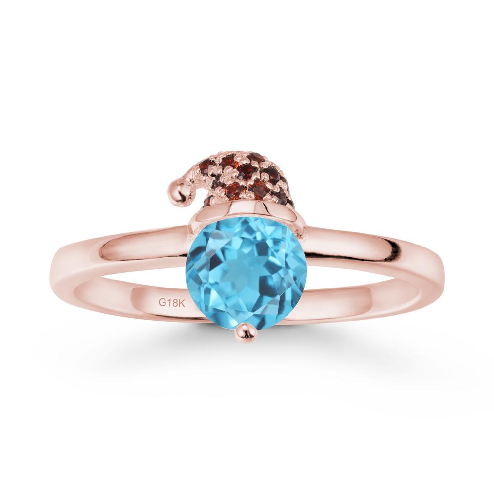 Round Swiss Blue Topaz Creative Ring In 14K Rose Gold - LUO Jewelry #metal_18k rose gold