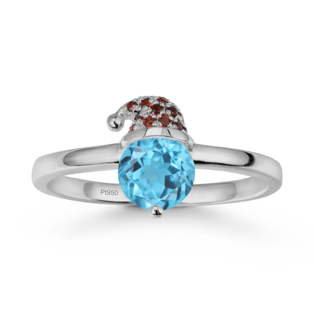 Round Swiss Blue Topaz Creative Ring In 14K Rose Gold - LUO Jewelry #metal_platinum