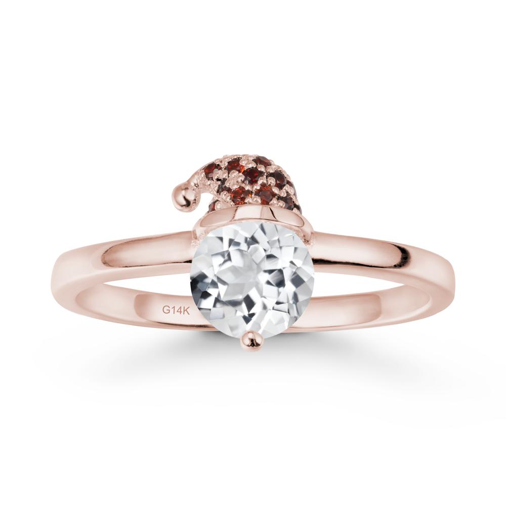 Christmas Santa Claus Hat White Topaz Ring - LUO Jewelry #metal_14k rose gold