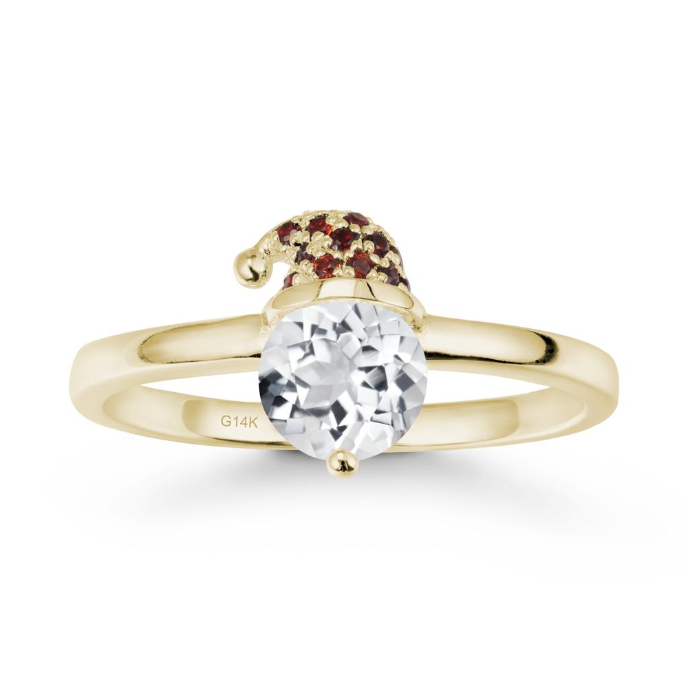 Christmas Santa Claus Hat White Topaz Ring - LUO Jewelry #metal_14k yellow gold