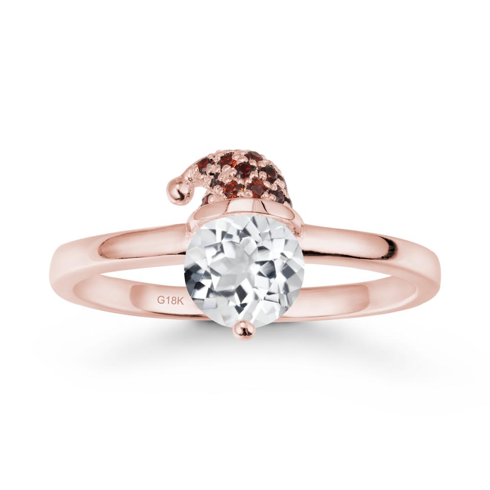 Christmas Santa Claus Hat White Topaz Ring - LUO Jewelry #metal_18k rose gold