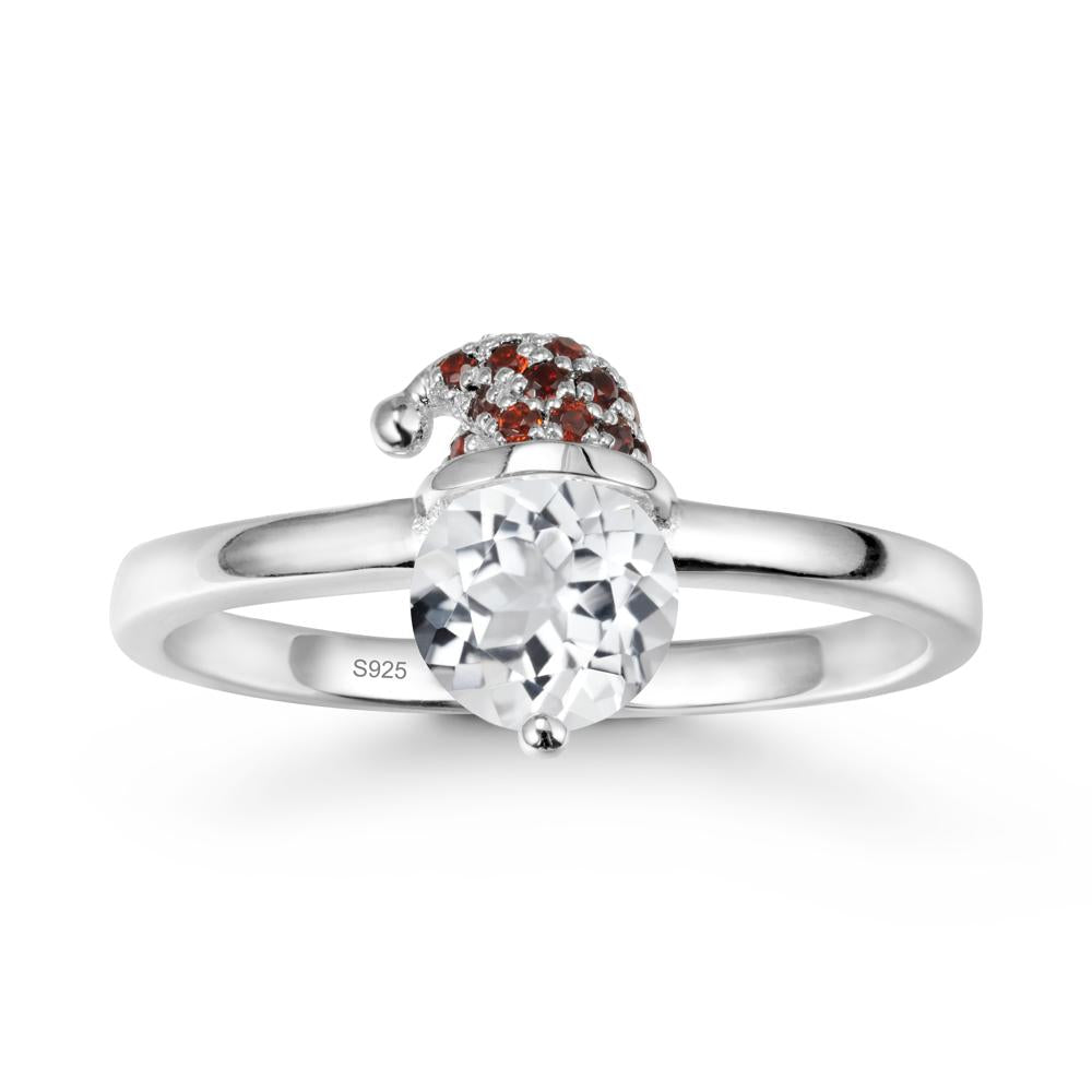 Christmas Santa Claus Hat White Topaz Ring - LUO Jewelry #metal_sterling silver