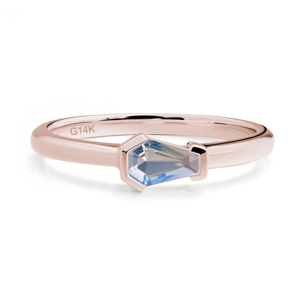 Unique Coffin Cut Moonstone Ring - LUO Jewelry #metal_14k rose gold
