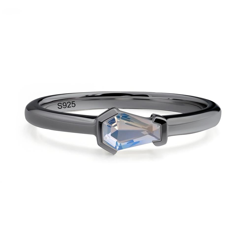 Unique Coffin Cut Moonstone Ring - LUO Jewelry #metal_black finish sterling silver