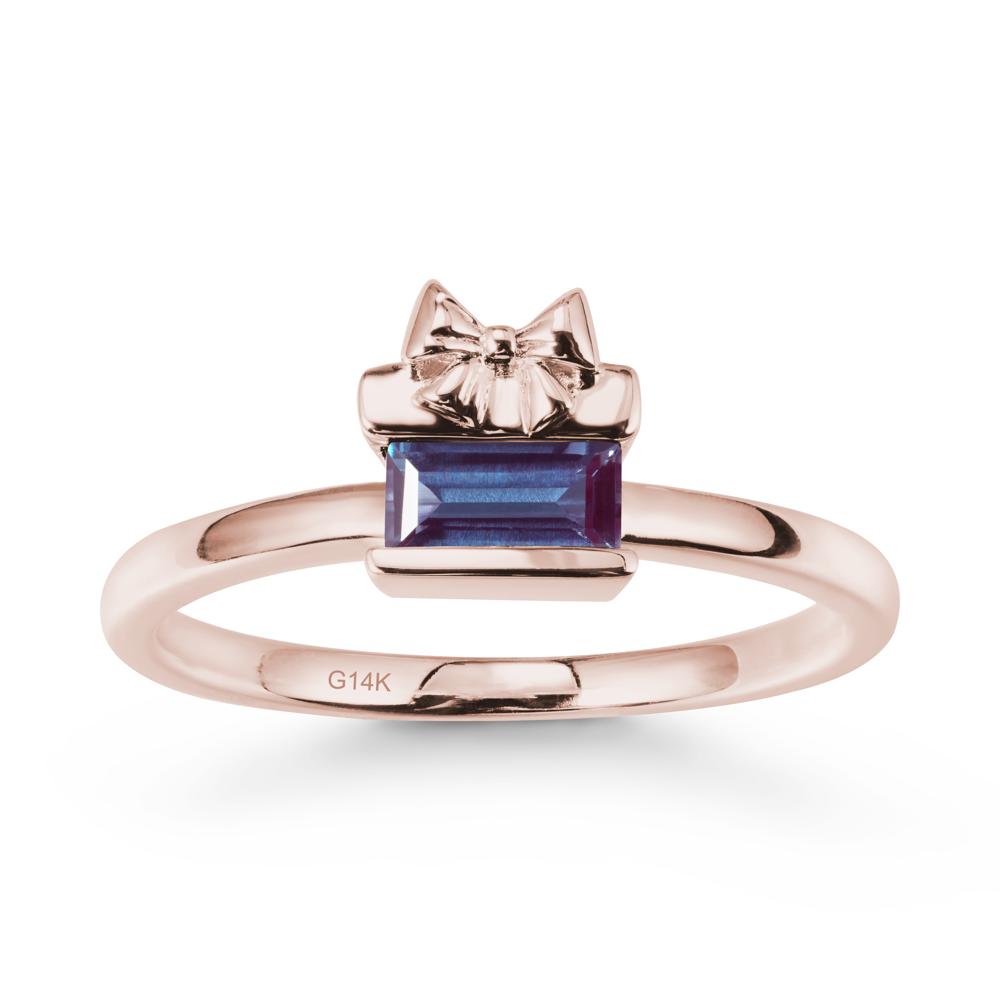 Horizontal Baguette Alexandrite Ring - LUO Jewelry #metal_14k rose gold
