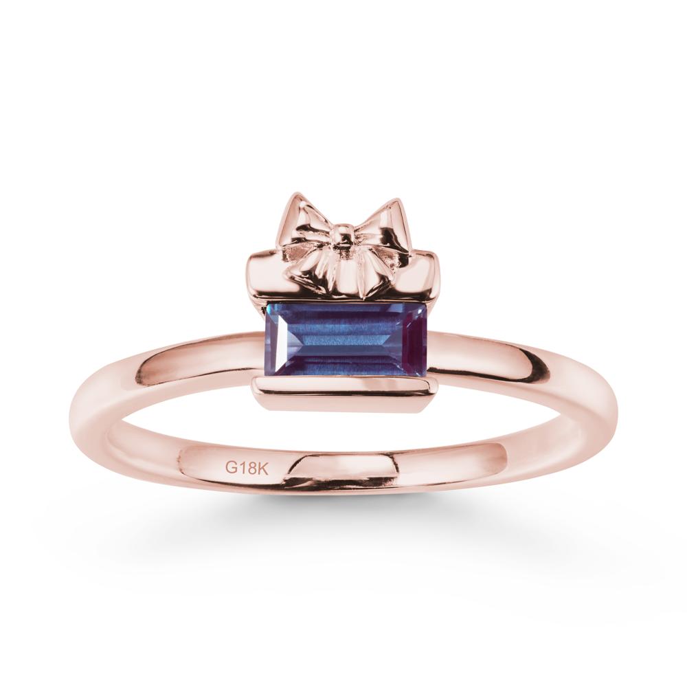 Horizontal Baguette Alexandrite Ring - LUO Jewelry #metal_18k rose gold