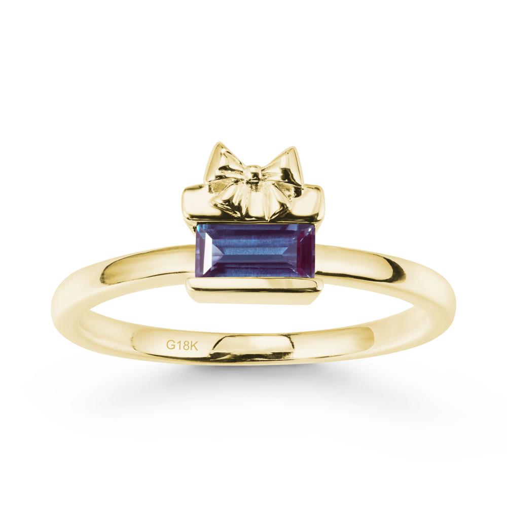 Horizontal Baguette Alexandrite Ring - LUO Jewelry #metal_18k yellow gold