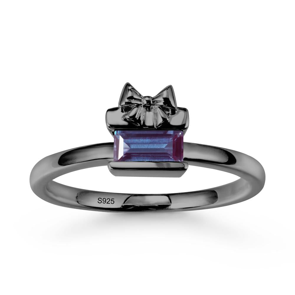 Horizontal Baguette Alexandrite Ring - LUO Jewelry #metal_black finish sterling silver