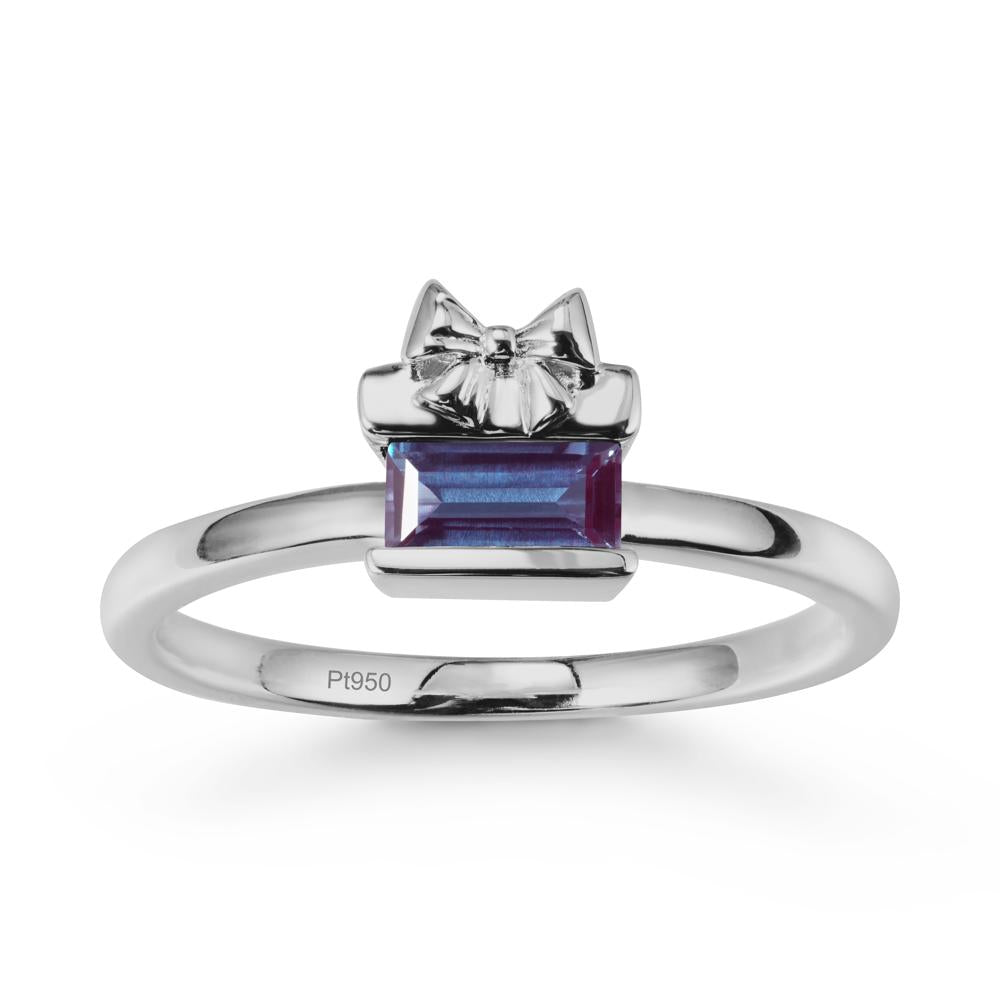 Horizontal Baguette Alexandrite Ring - LUO Jewelry #metal_platinum