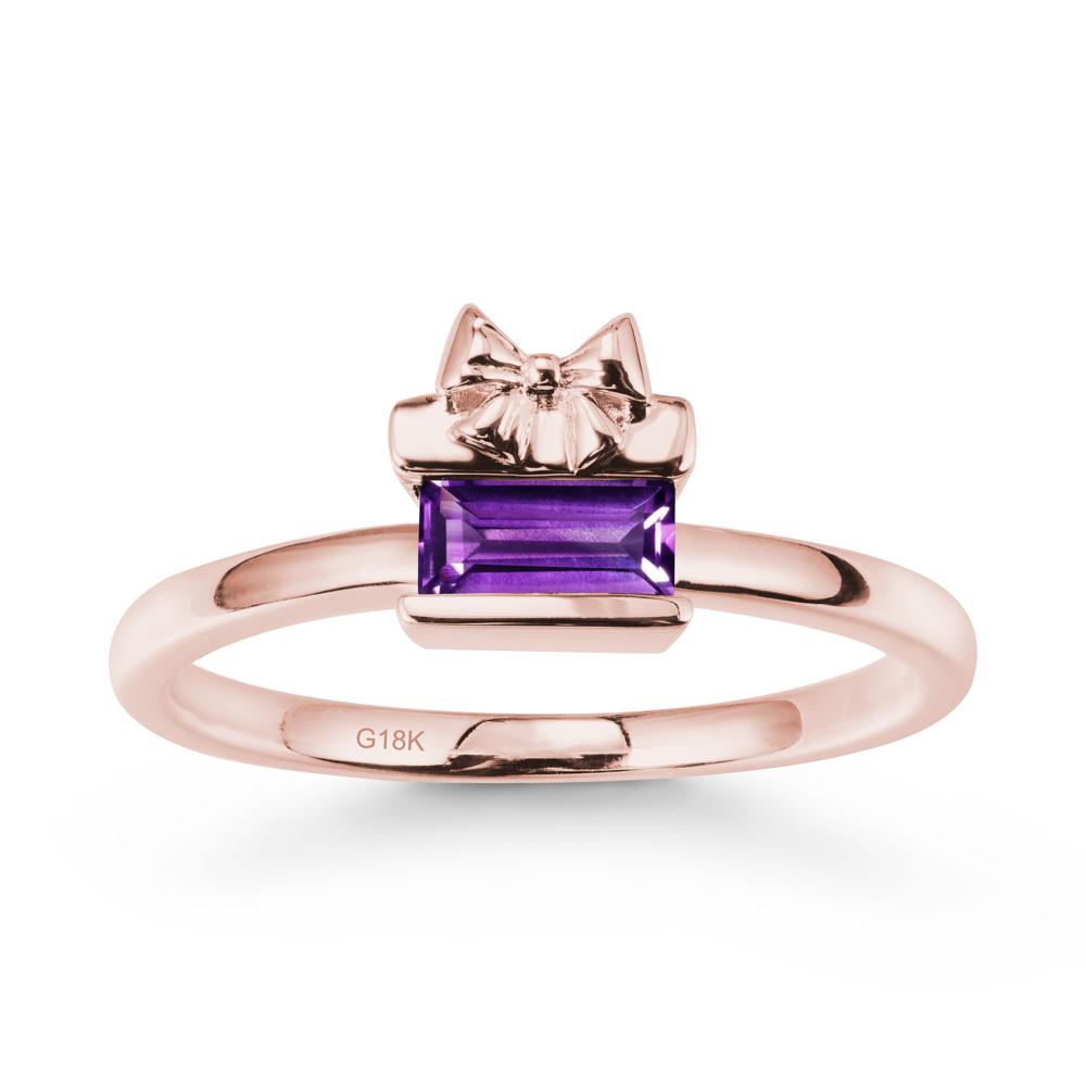 Bezel Bow Knot East West Amethyst Ring - LUO Jewelry #metal_18k rose gold