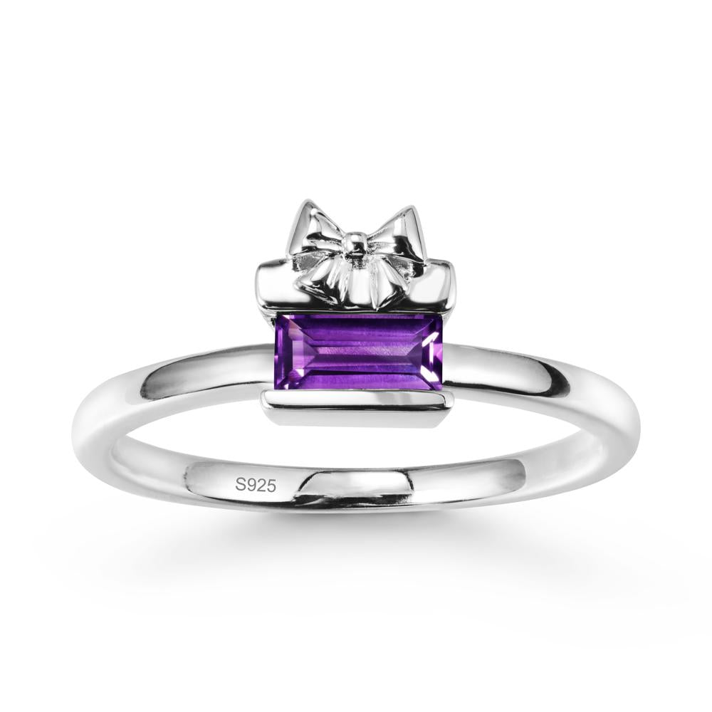 Bezel Bow Knot East West Amethyst Ring - LUO Jewelry #metal_sterling silver