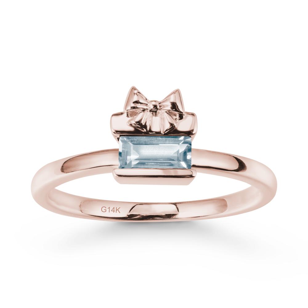 Solitaire Bow Knot Aquamarine Ring - LUO Jewelry #metal_14k rose gold