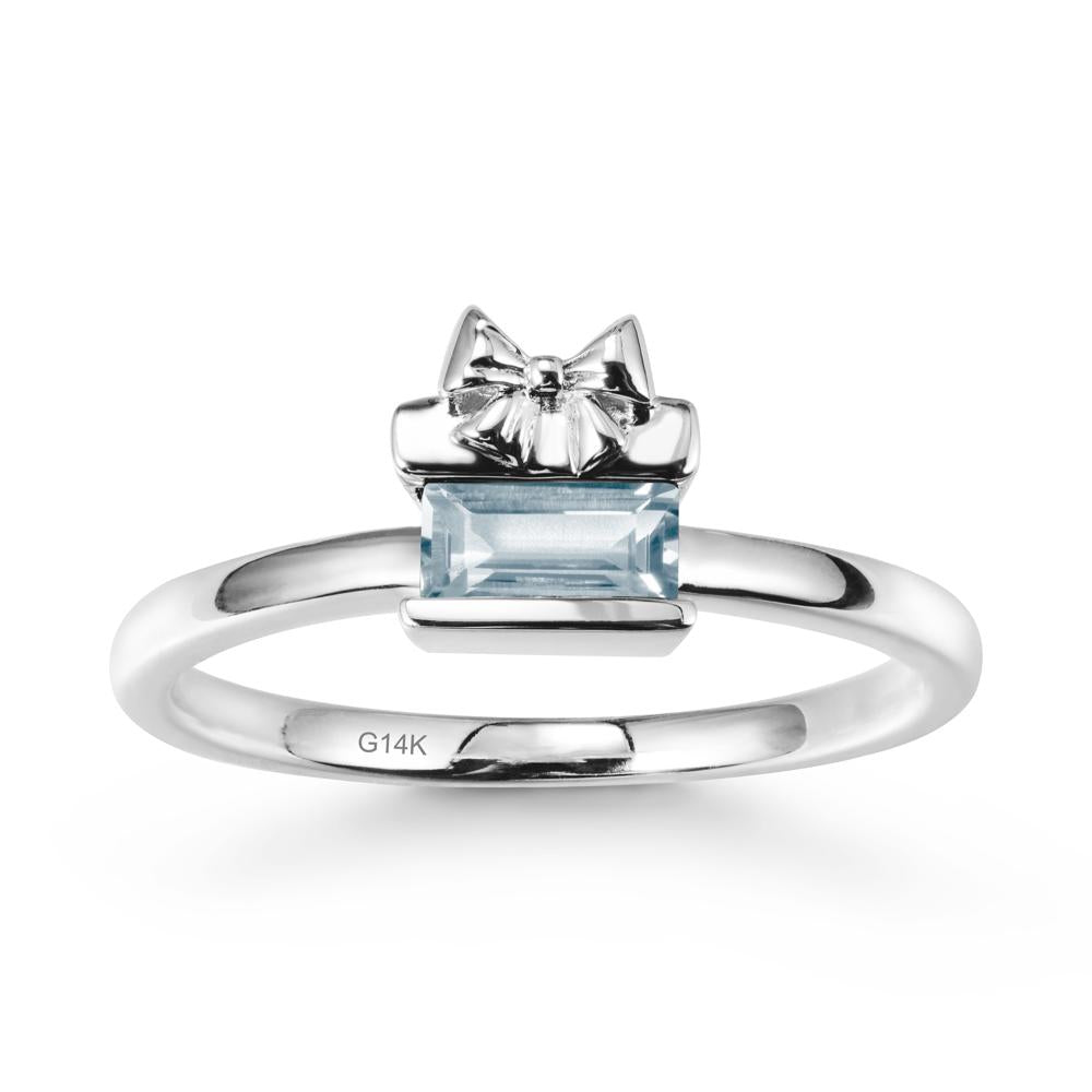 Solitaire Bow Knot Aquamarine Ring - LUO Jewelry #metal_14k white gold