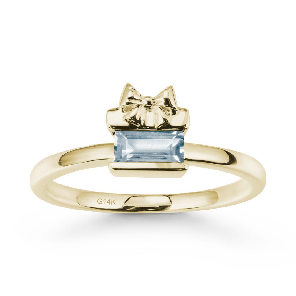Solitaire Bow Knot Aquamarine Ring - LUO Jewelry #metal_14k yellow gold