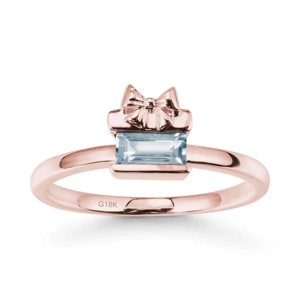 Solitaire Bow Knot Aquamarine Ring - LUO Jewelry #metal_18k rose gold