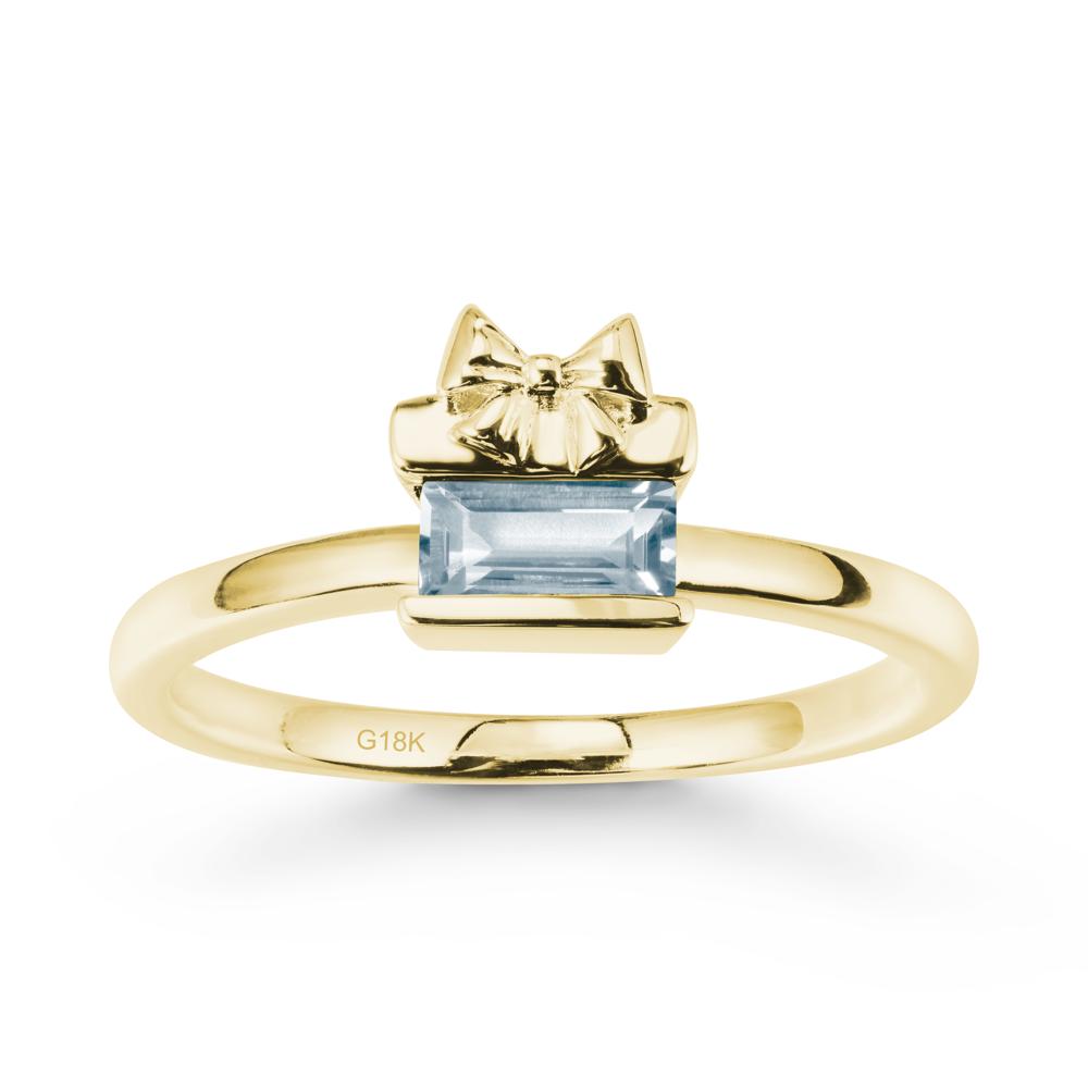 Solitaire Bow Knot Aquamarine Ring - LUO Jewelry #metal_18k yellow gold