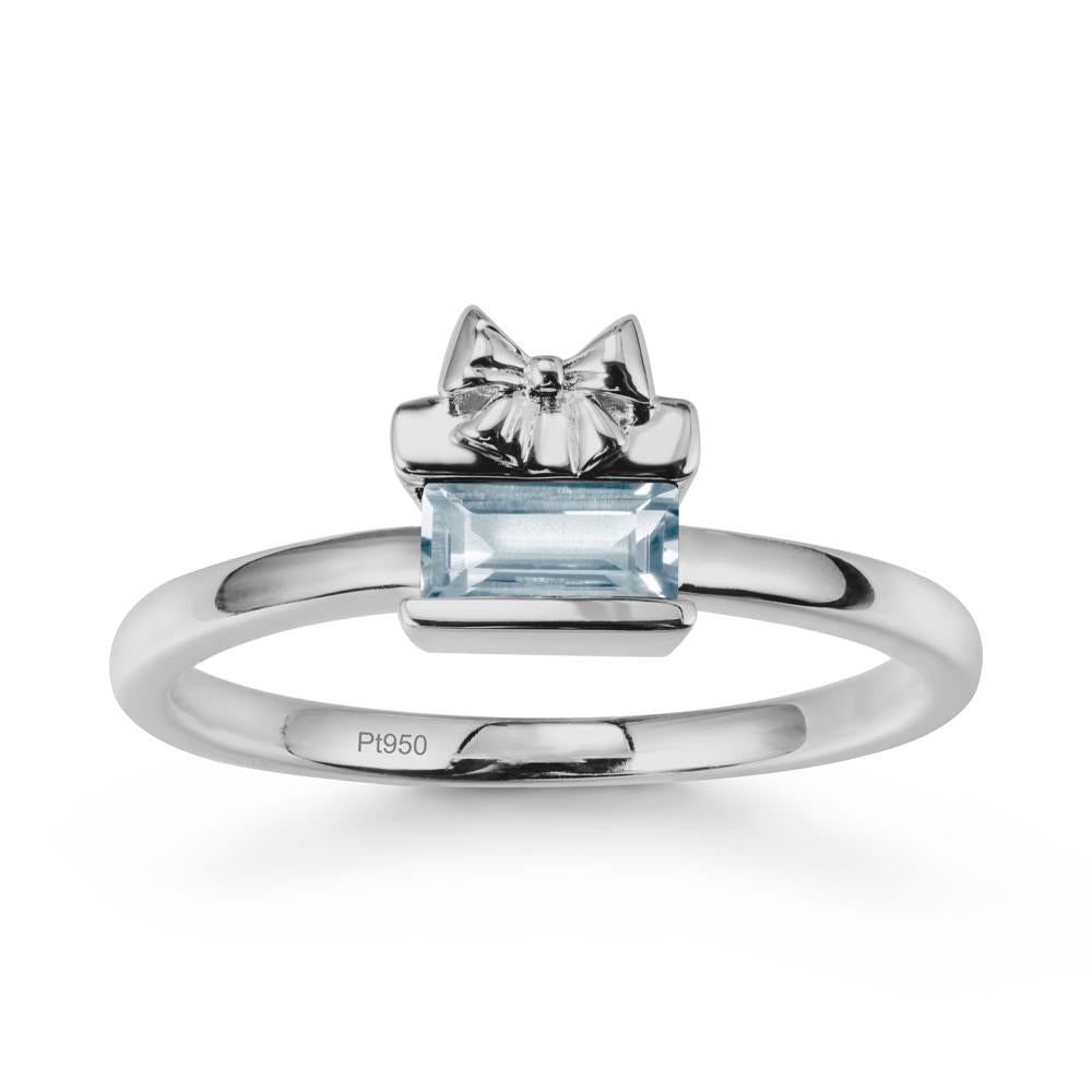 Solitaire Bow Knot Aquamarine Ring - LUO Jewelry #metal_platinum