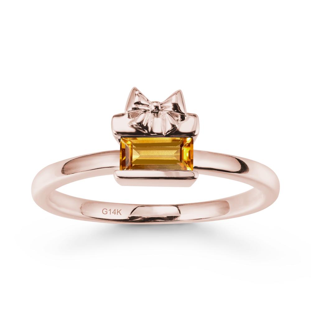 Gift Box Inspired Solitaire Citrine Ring - LUO Jewelry #metal_14k rose gold