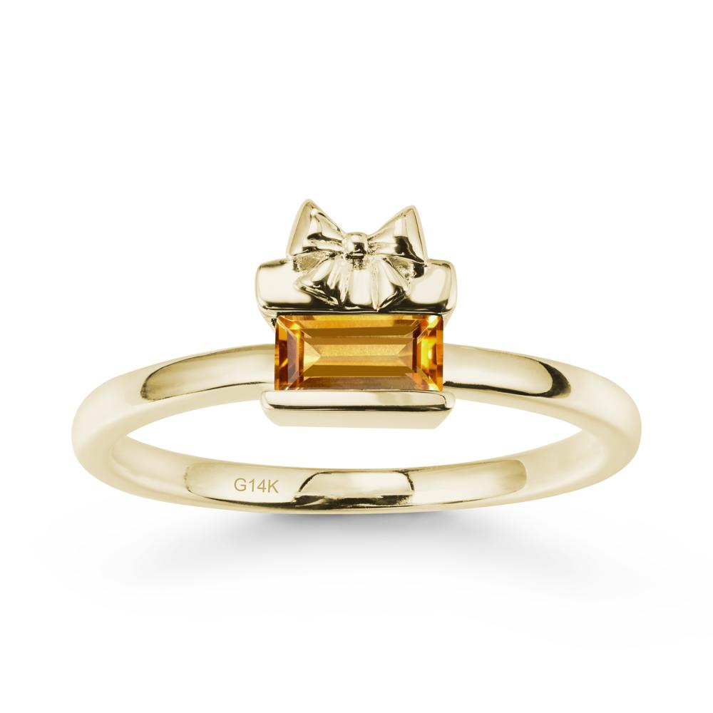 Gift Box Inspired Solitaire Citrine Ring - LUO Jewelry #metal_14k yellow gold