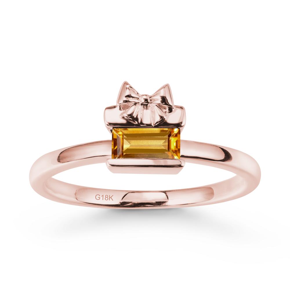 Gift Box Inspired Solitaire Citrine Ring - LUO Jewelry #metal_18k rose gold