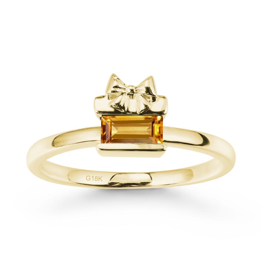 Gift Box Inspired Solitaire Citrine Ring - LUO Jewelry #metal_18k yellow gold