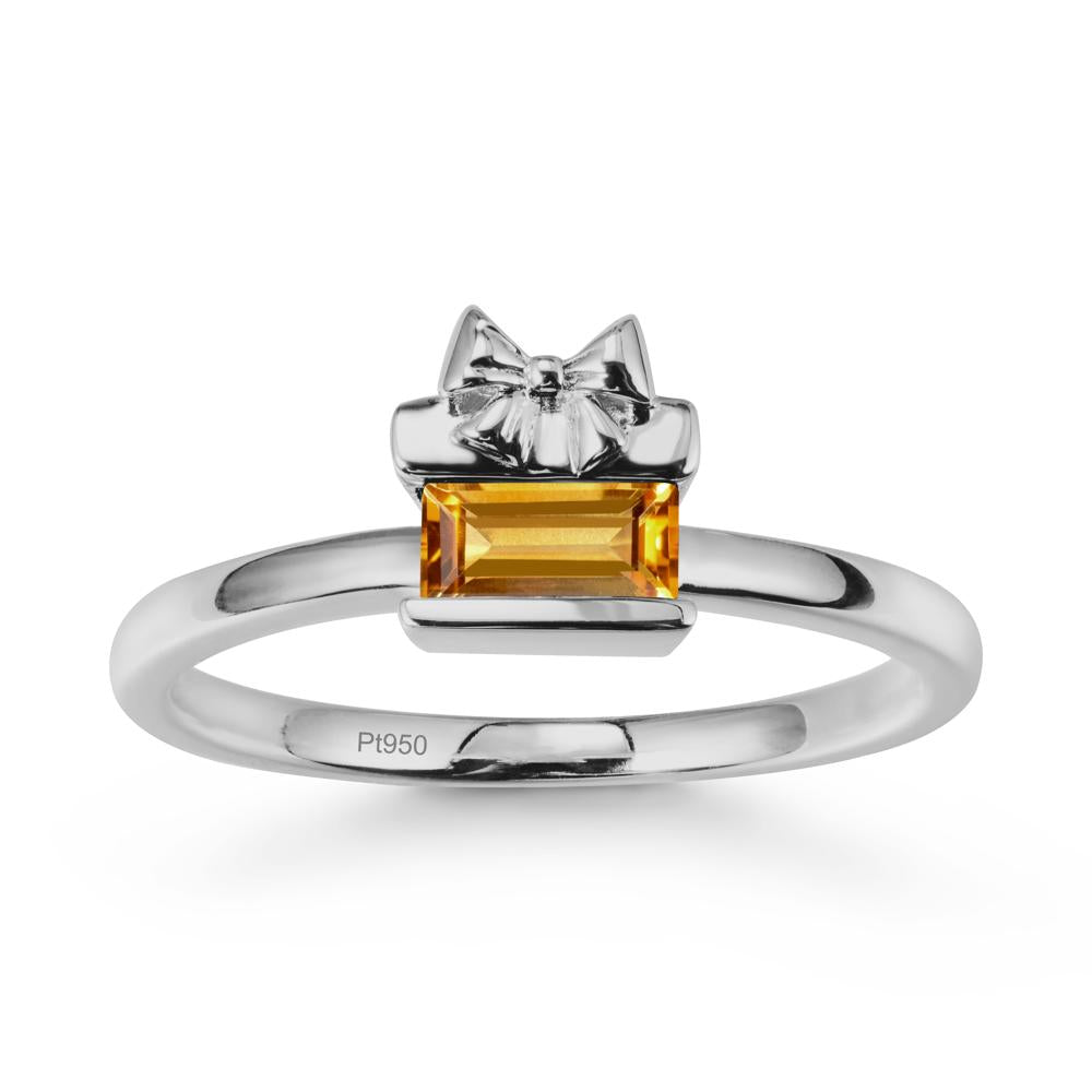 Gift Box Inspired Solitaire Citrine Ring - LUO Jewelry #metal_platinum