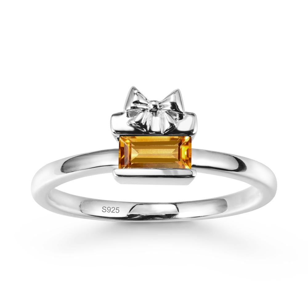 Gift Box Inspired Solitaire Citrine Ring - LUO Jewelry #metal_sterling silver