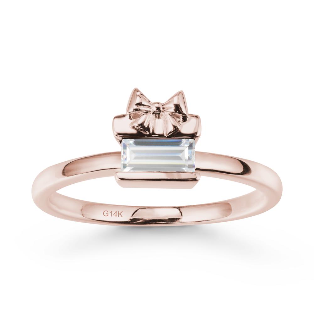Horizontal Baguette Cubic Zirconia Ring - LUO Jewelry #metal_14k rose gold