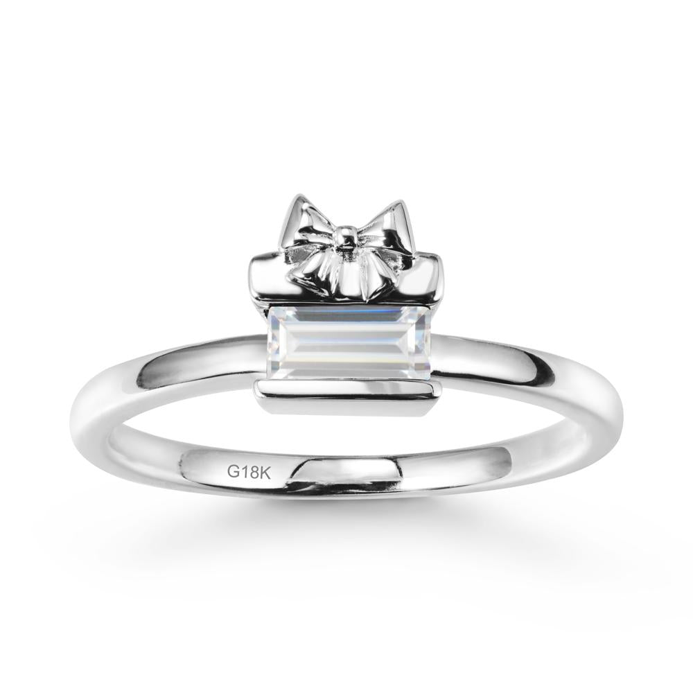 Horizontal Baguette Cubic Zirconia Ring - LUO Jewelry #metal_18k white gold