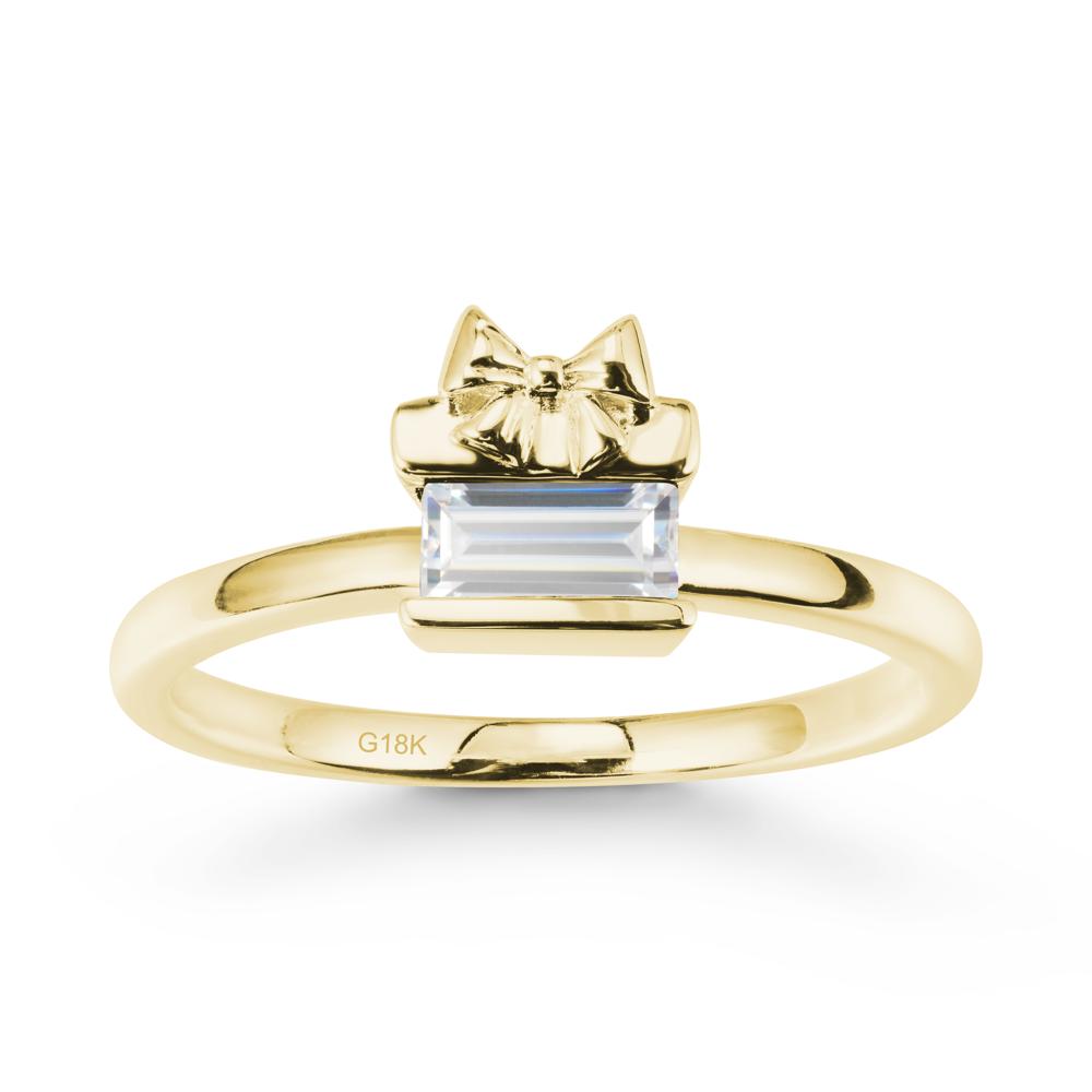 Horizontal Baguette Cubic Zirconia Ring - LUO Jewelry #metal_18k yellow gold