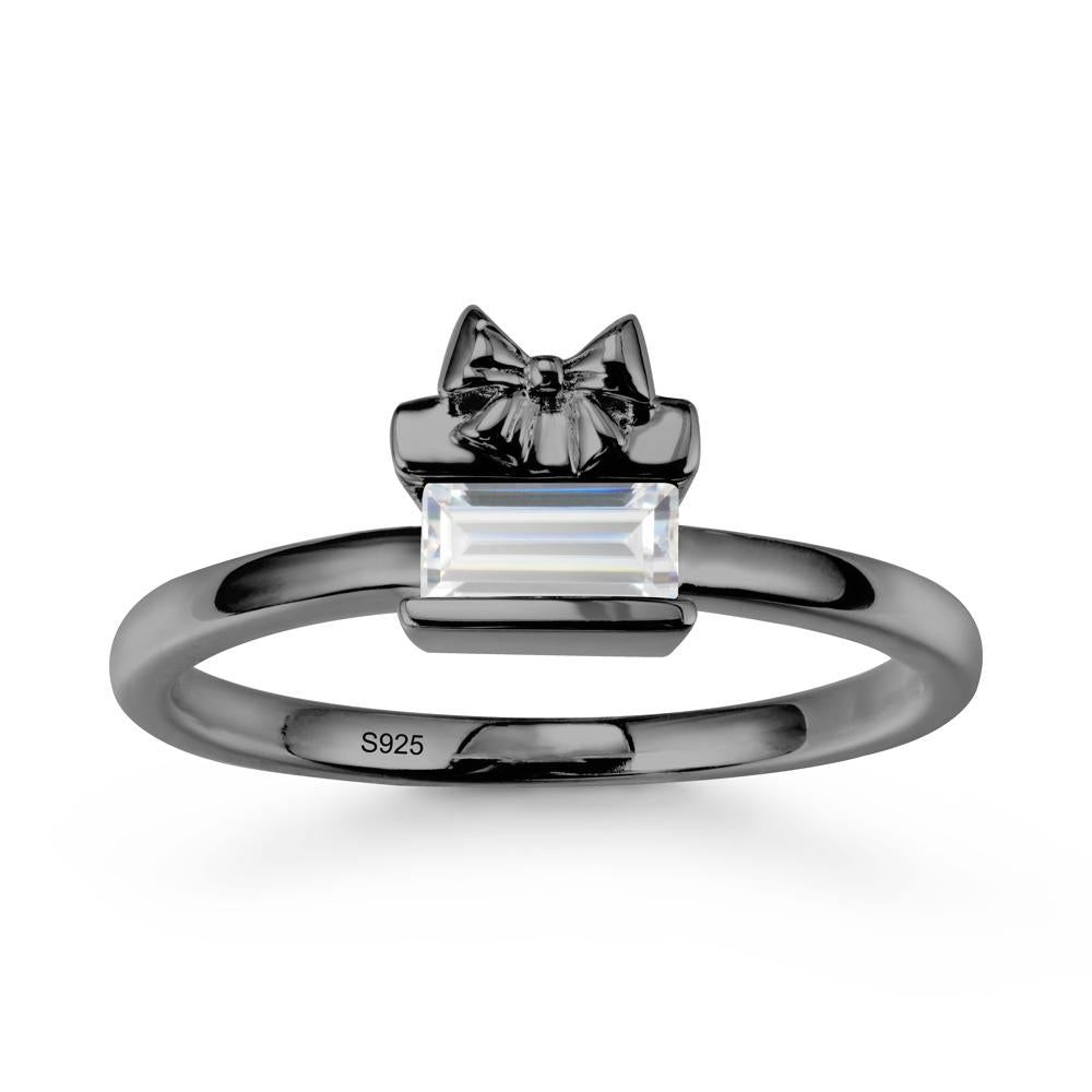 Horizontal Baguette Cubic Zirconia Ring - LUO Jewelry #metal_black finish sterling silver