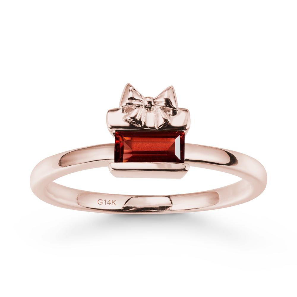 Solitaire Bow Knot Garnet Ring - LUO Jewelry #metal_14k rose gold
