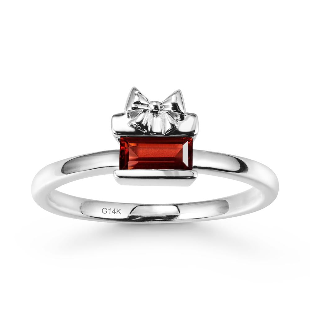 Solitaire Bow Knot Garnet Ring - LUO Jewelry #metal_14k white gold