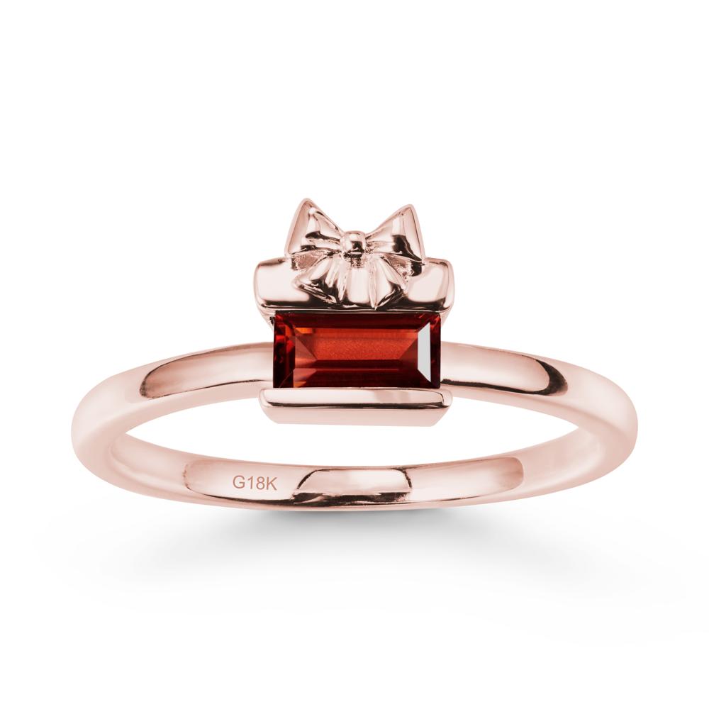 Solitaire Bow Knot Garnet Ring - LUO Jewelry #metal_18k rose gold