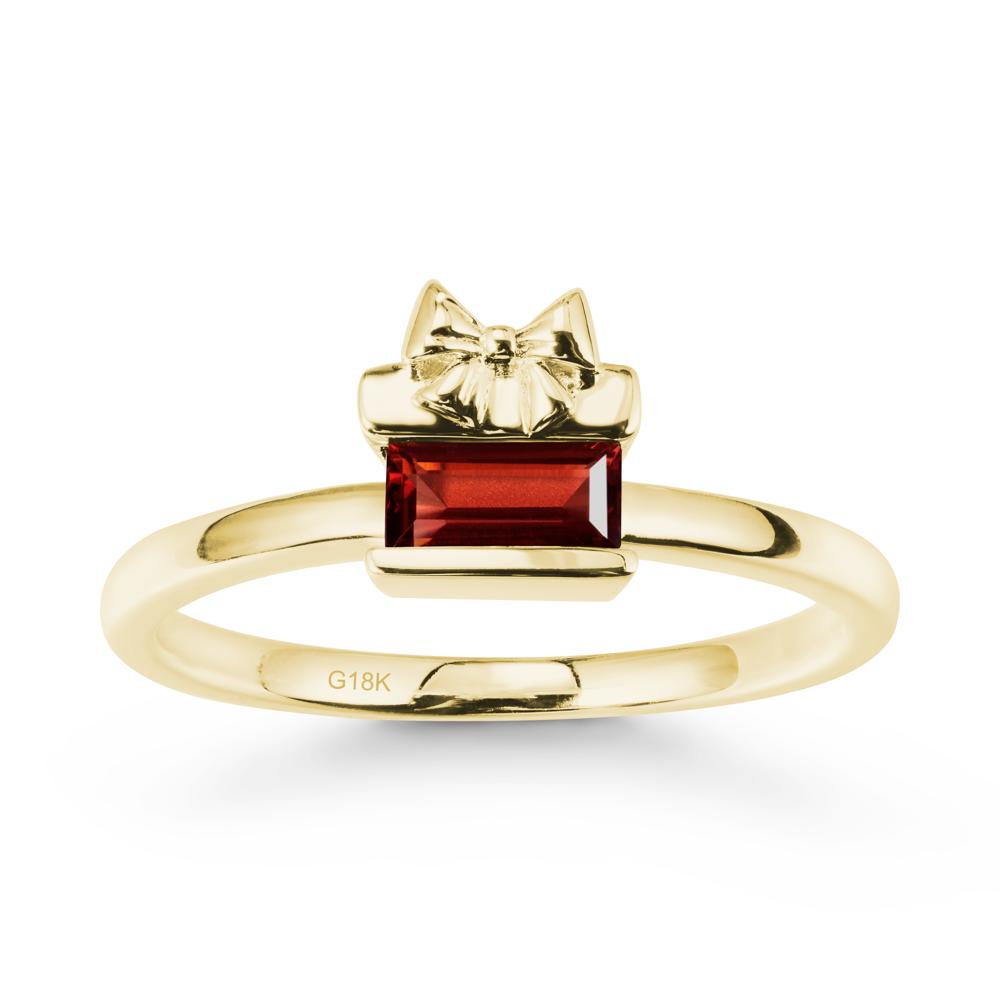Solitaire Bow Knot Garnet Ring - LUO Jewelry #metal_18k yellow gold